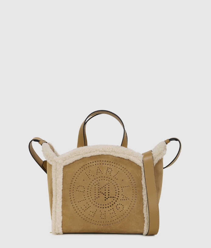 Bolso tote pequeño de vellón K/Circle caramel